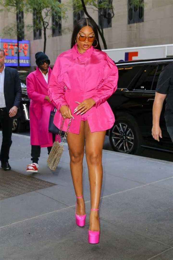 Megan Thee Stallion Wears Colorful High Slit Dress To Celebrate Her
