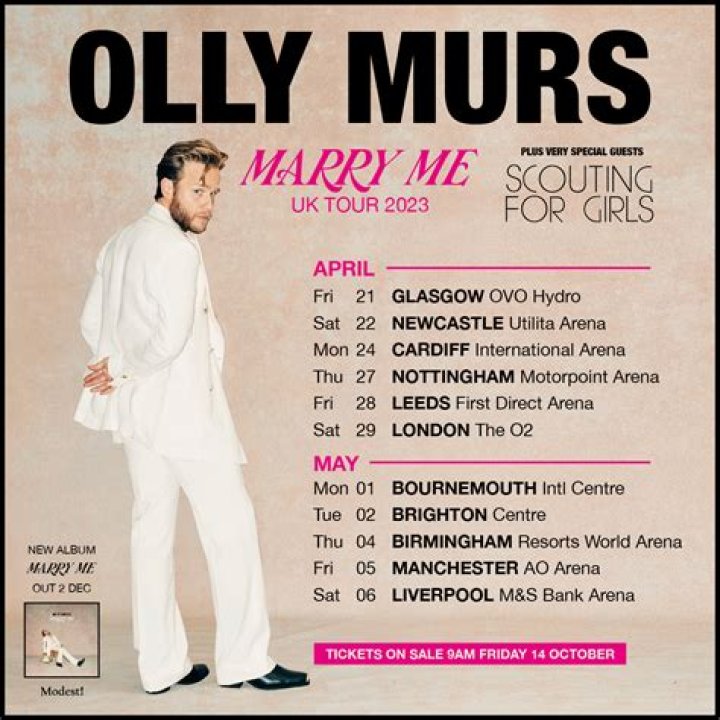 Olly Murs Tickets Marry Me UK Tour 2023 at First Direct Arena Leeds