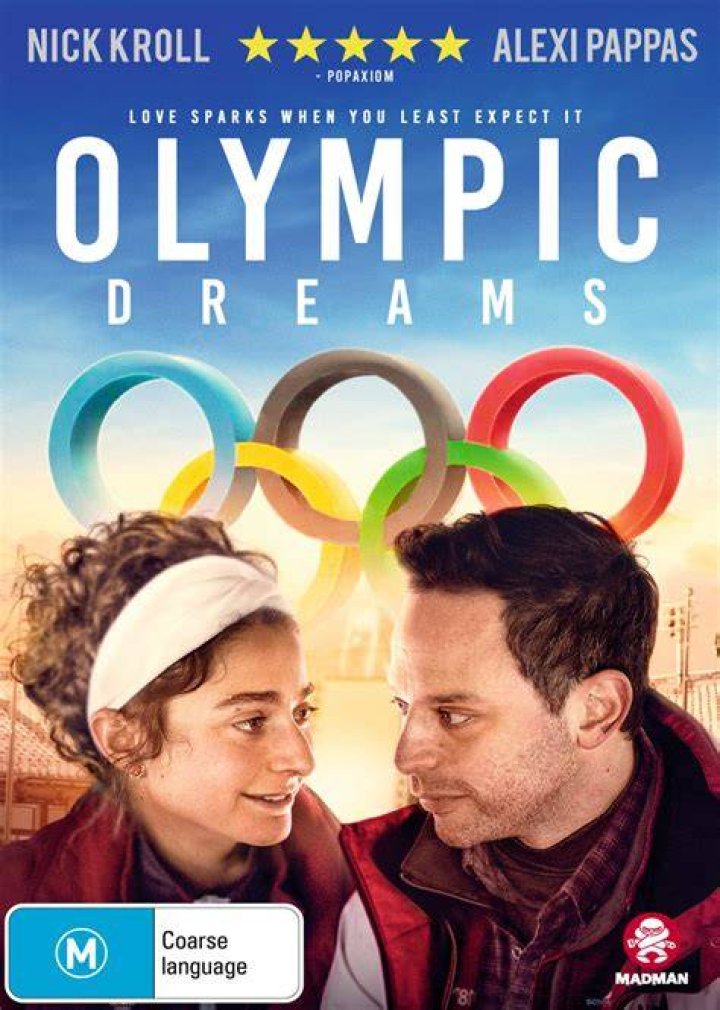 Pappas with her Olympic Dreams costar Nick Kroll (left) and husband