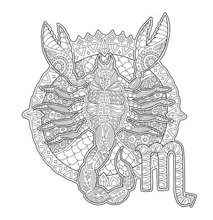 Scorpio Zodiac Sign Mandala coloring page Download, Print or Color