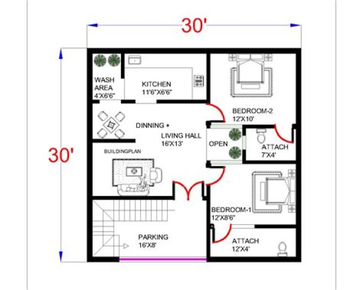 Small House Plan 30 by 15 Low Budget House,30 x 15 Low Budget House