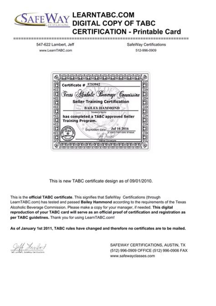Tabc Certificate Copy Master of Documents